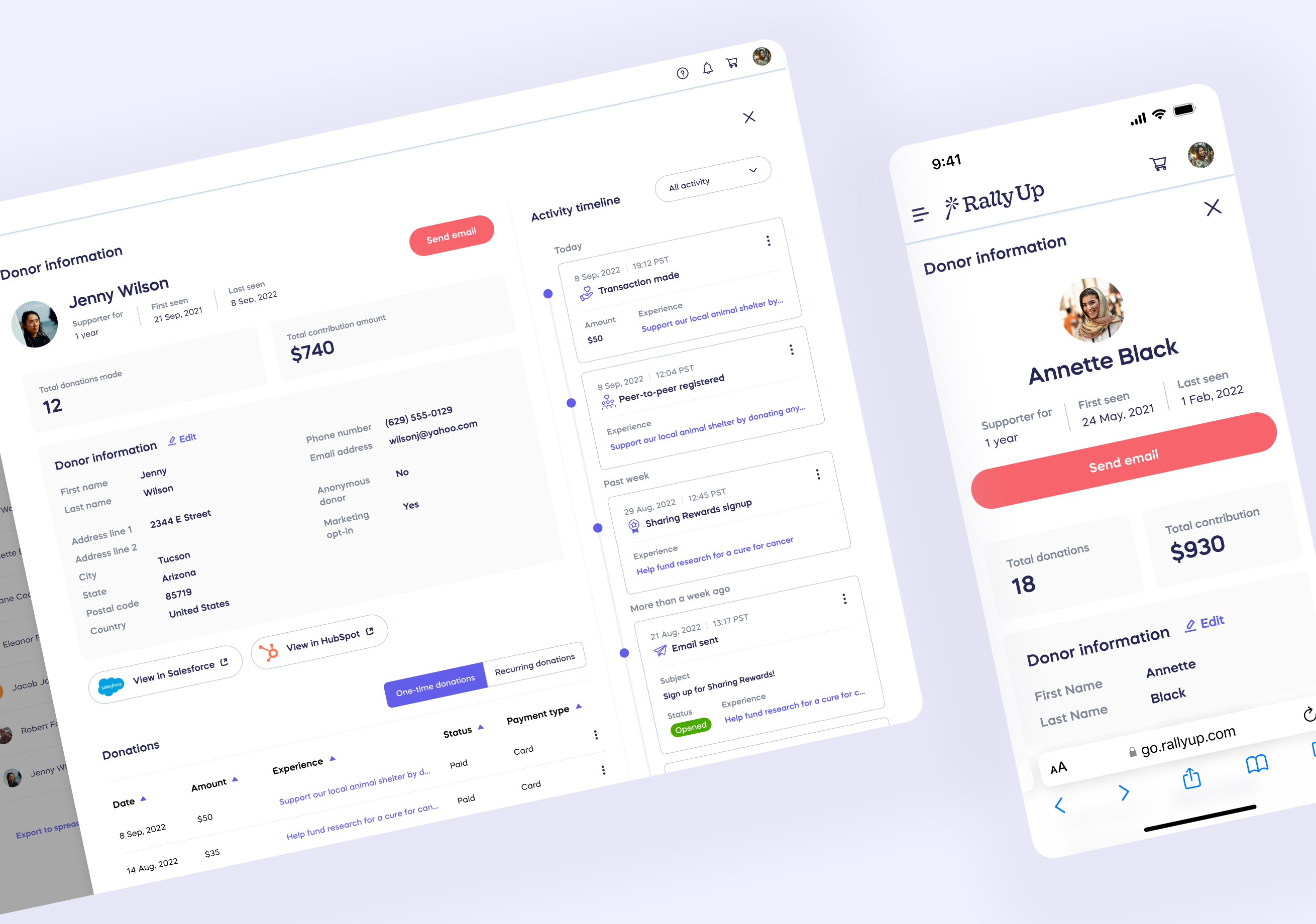 Improved donor database and engagement features